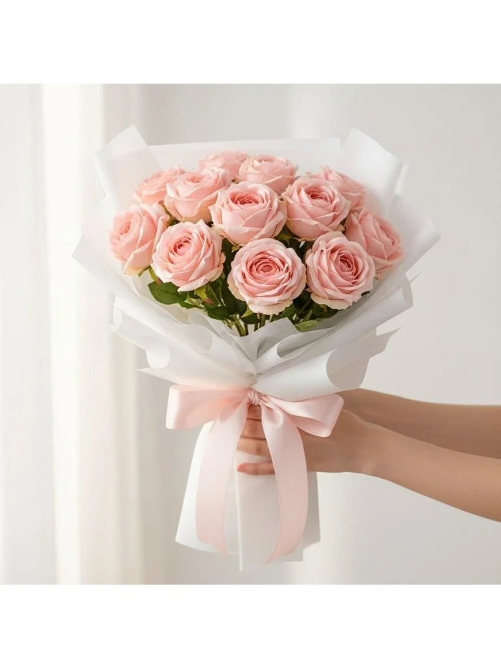 Blush Pink Artificial Roses Set Of 3 Fake Flower Stems Silk Roses Long Stem Wedd